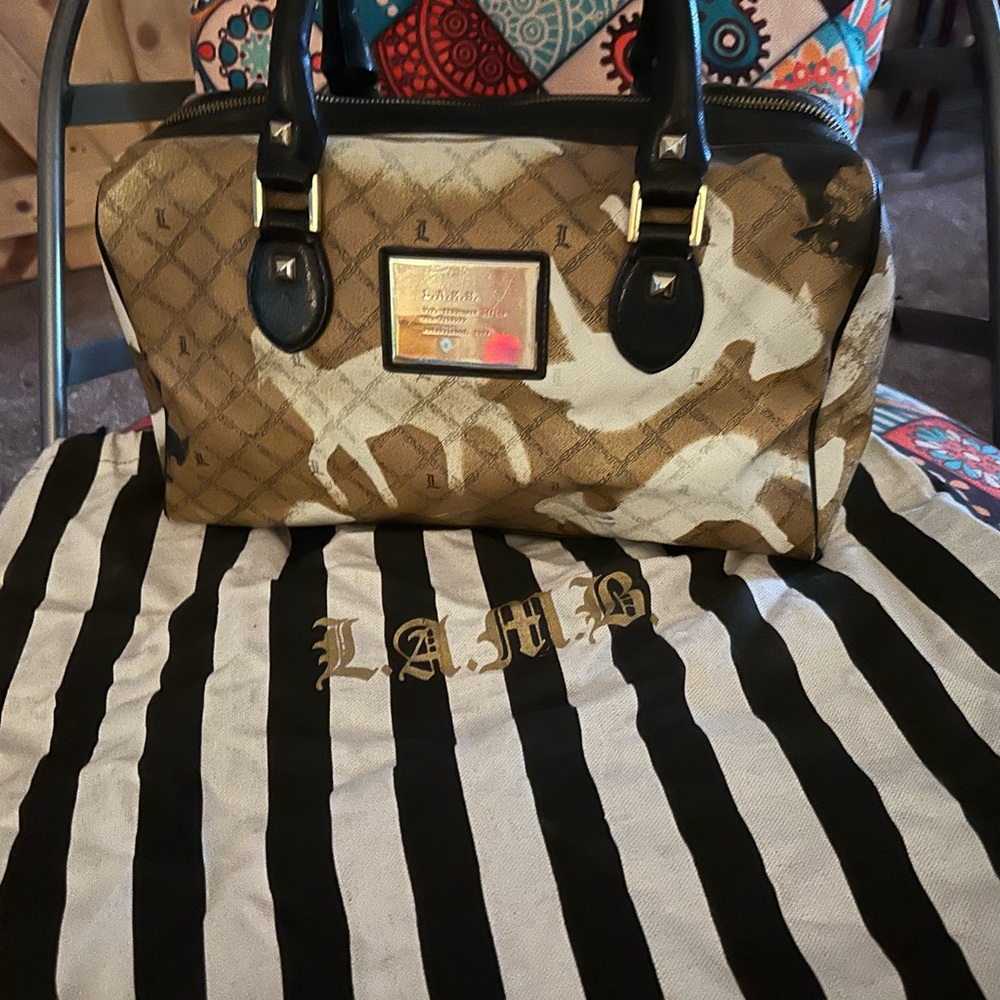 L.A.M.B. Black and Tan Satchel